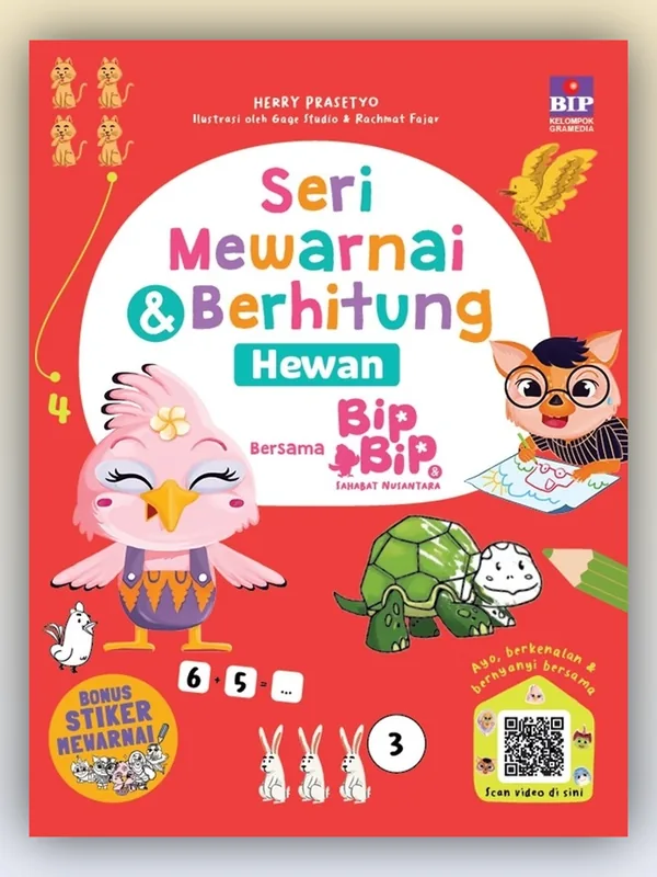 Sampul buku Seri Mewarnai dan Berhitung: Hewan Bersama Bip Bip dan Sahabat Nusantara