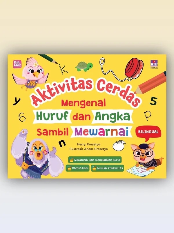 Sampul buku Aktivitas Cerdas Mengenal Huruf dan Angka Sambil Mewarnai