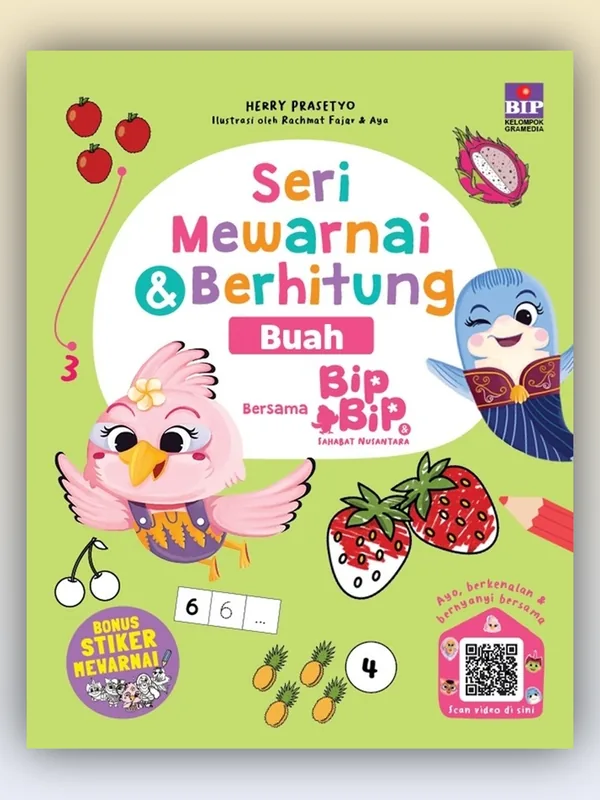Sampul buku Buku Seri Mewarnai dan Berhitung: Buah Bersama Bip Bip dan Sahabat Nusantara