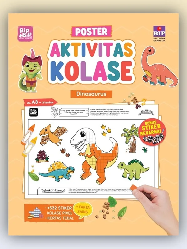 Sampul buku Poster Aktivitas Kolase: Dinosaurus Bipbip dan Sahabat Nusantara