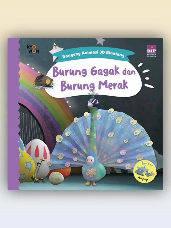 Sampul buku Seri Dongeng Animasi 3D Binatang: Burung Gagak dan Burung Merak