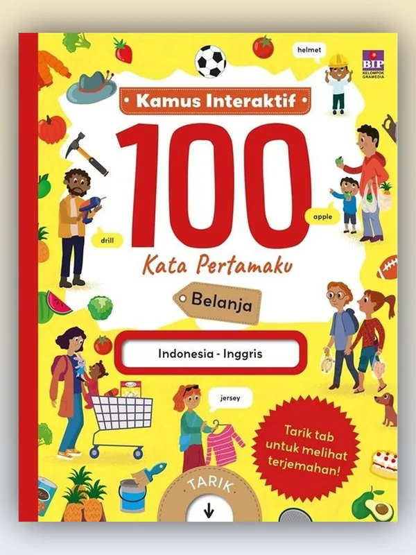 Sampul buku Kamus Interaktif 100 Kata Pertamaku: Belanja
