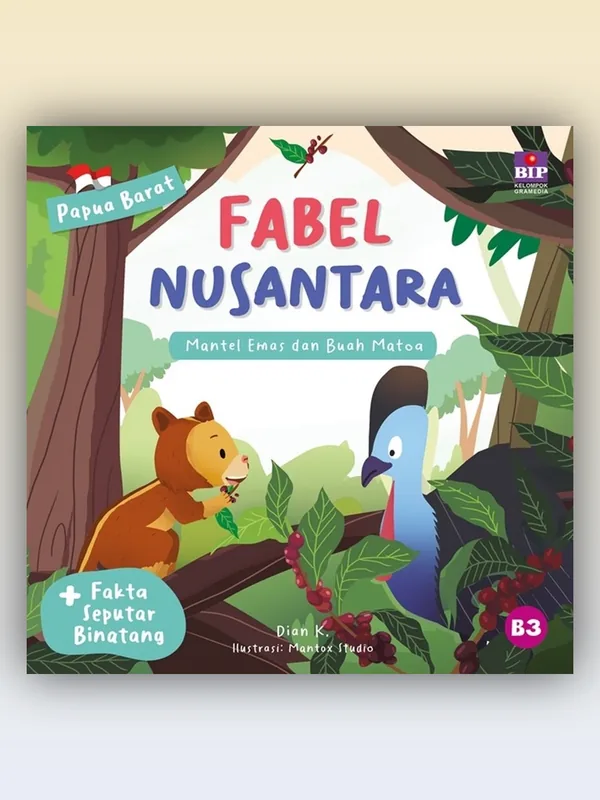 Sampul buku Seri Fabel Nusantara Papua Barat: Mantel Emas dan Pohon Matoa
