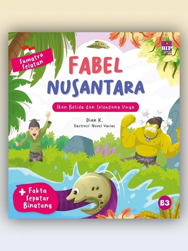 Sampul buku Fabel Nusantara Sumatera Selatan: Ikan Belida dan Selendang Ungu