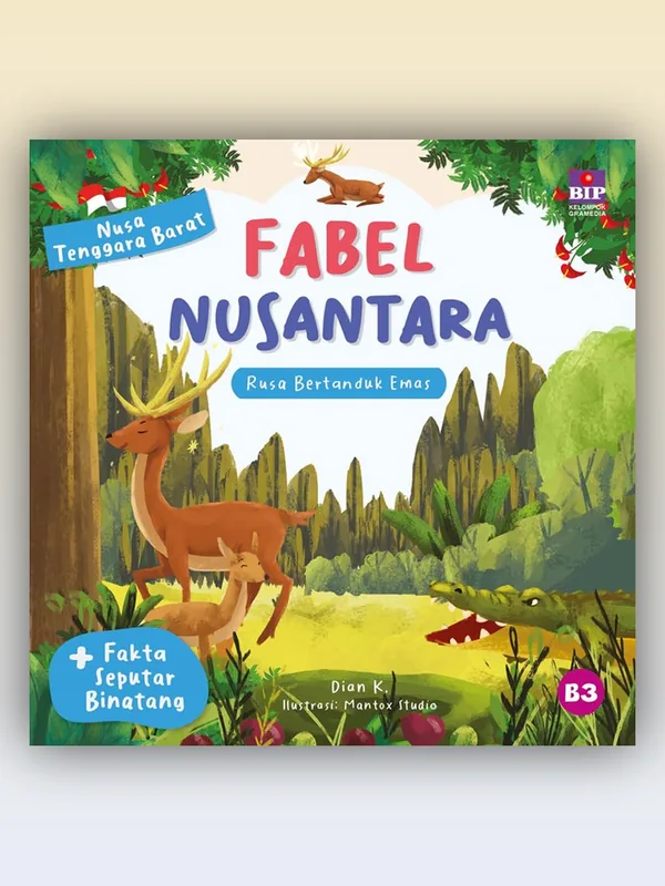 Sampul buku Fabel Nusantara NTB: Rusa Bertanduk Emas