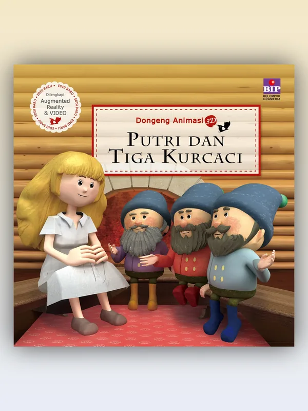 Sampul buku Seri Dongeng Animasi 3D: Putri dan Tiga Kurcaci