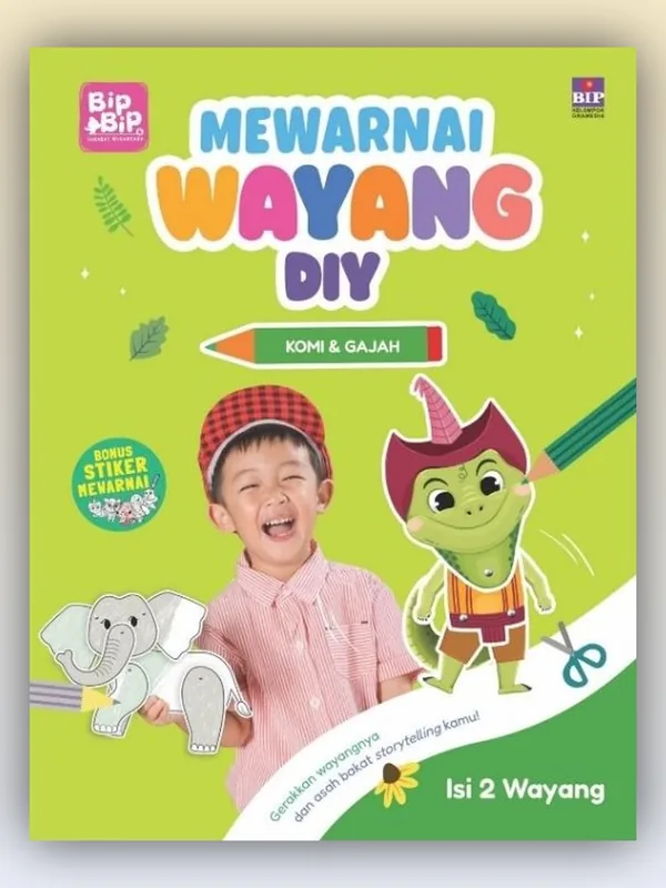 Sampul buku Aktivitas Wayang Bip Bip & Sahabat Nusantara: Komi dan Gajah Sumatera