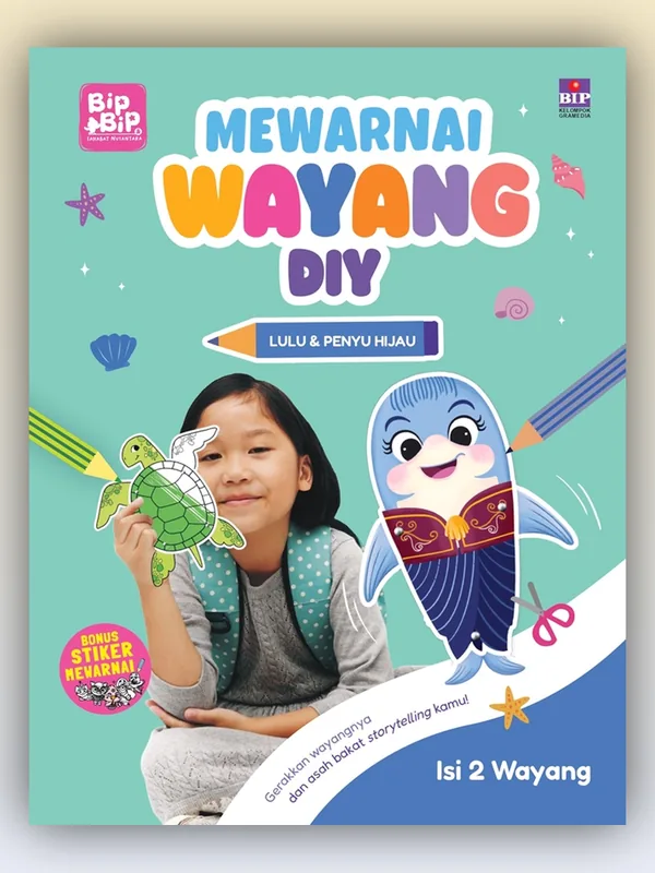 Sampul buku Aktivitas Wayang Bip Bip & Sahabat Nusantara: Lulu dan Penyu Hijau