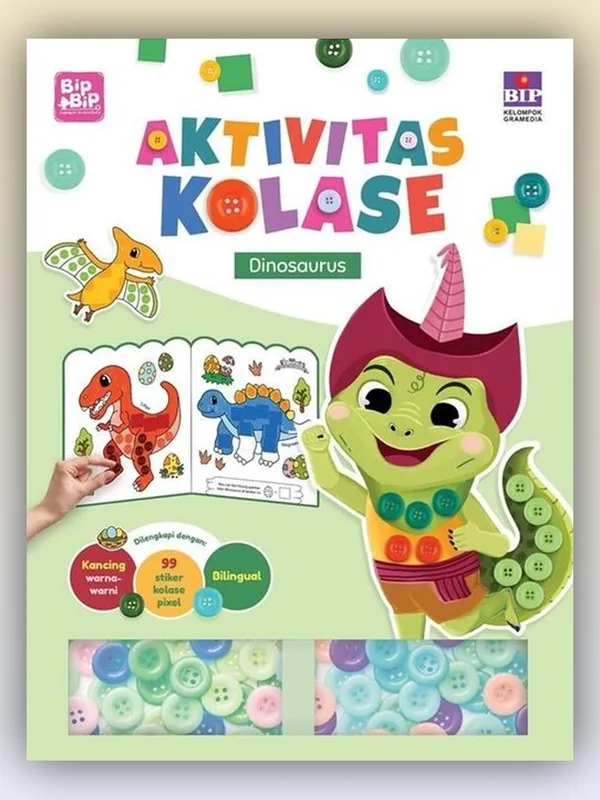 Sampul buku Aktivitas Kolase Bip Bip & Sahabat Nusantara: Dinosaurus