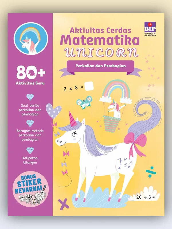 Sampul buku Aktivitas Cerdas Matematika Unicorn Perkalian dan Pembagian