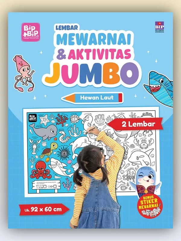 Sampul buku Lembar Mewarnai & Aktivitas Jumbo: Hewan Laut