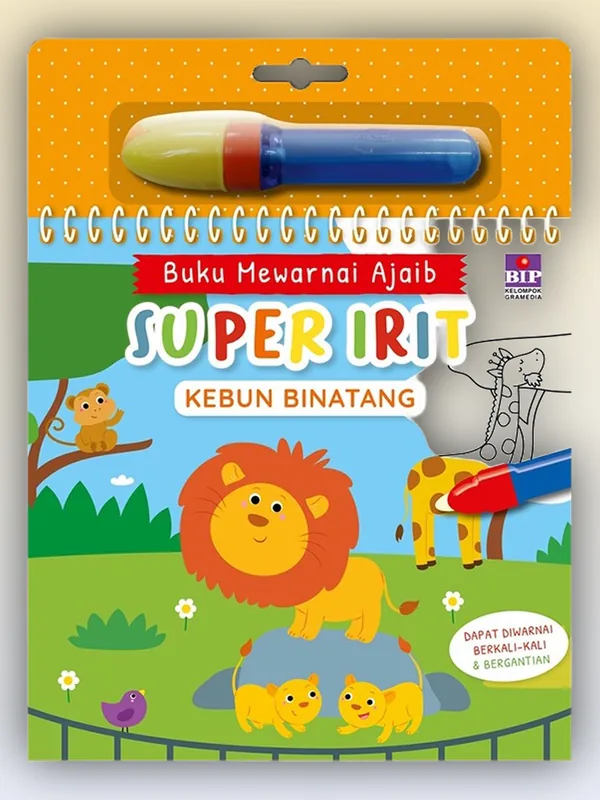 Sampul buku Buku Mewarnai Ajaib Super Irit: Kebun Binatang