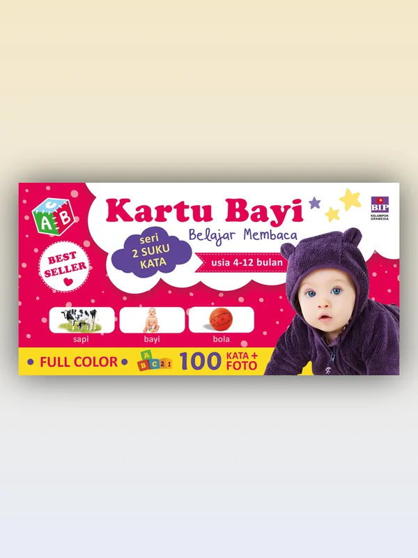 Sampul buku Kartu Bayi Belajar Membaca Usia 4-12 Bulan