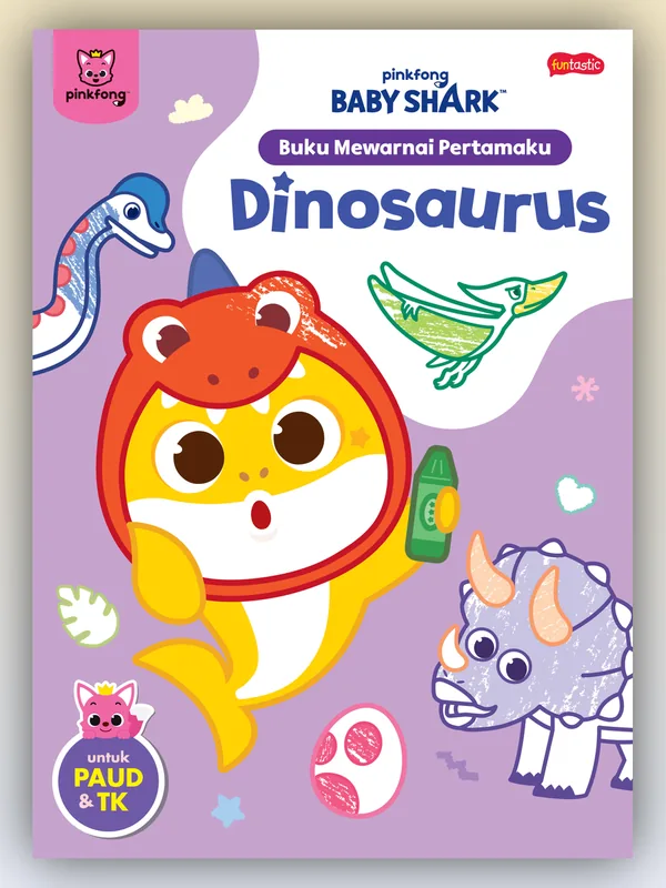 Sampul buku Pinkfong Baby Shark Buku Mewarnai Pertamaku - Dinosaurus